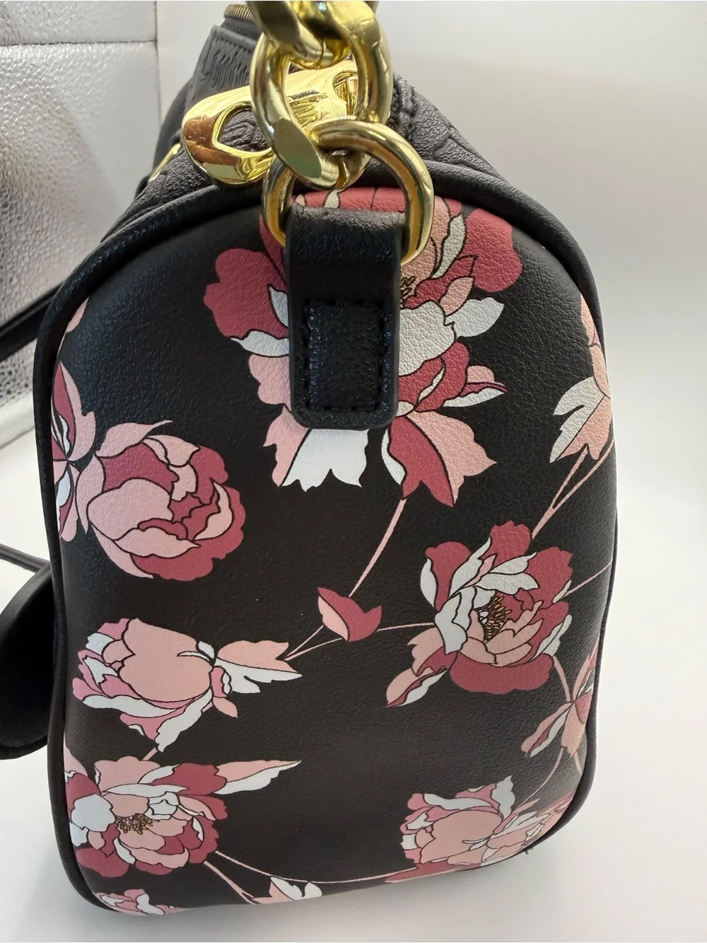 Juicy Couture Black Embossed Satchel with Gold Logo